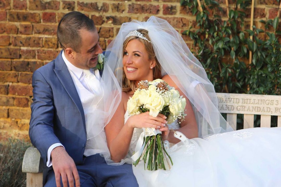 Wedding Photography - Couple of oak bench